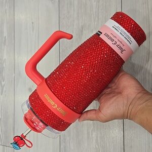 Juicy Couture Red Rhinestoe Sparkle Tumbler with Handle